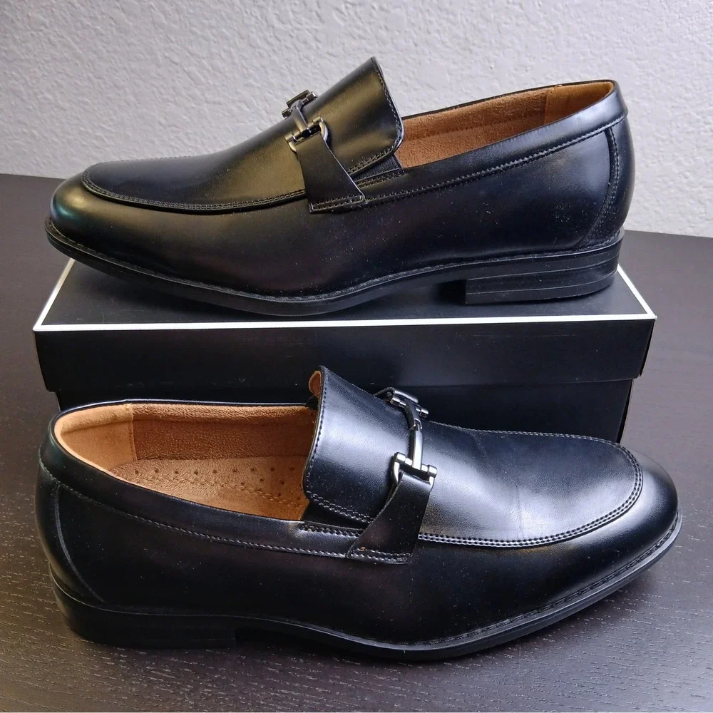 Florsheim Boys Black Bit Loafers Moc Toe Dress Shoes 16597-001 Size 6.5M